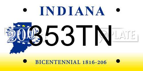 353TN Indiana License Plate