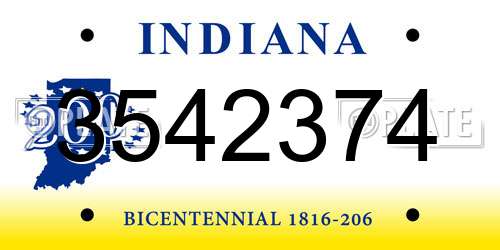 3542374 Indiana License Plate
