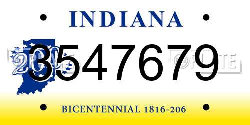 3547679 Indiana License Plate