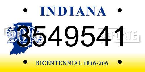 3549541 Indiana License Plate