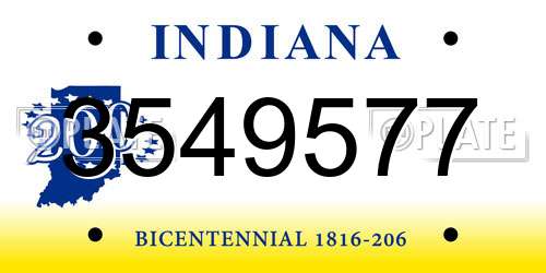3549577 Indiana License Plate