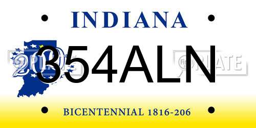 354ALN Indiana License Plate