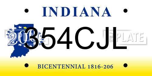 354CJL Indiana License Plate
