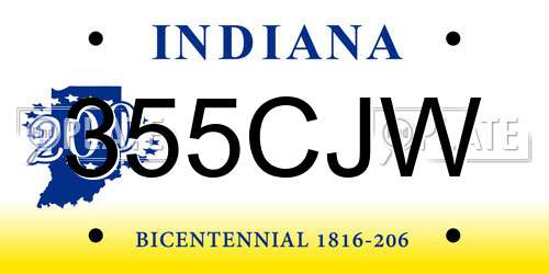 355CJW Indiana License Plate