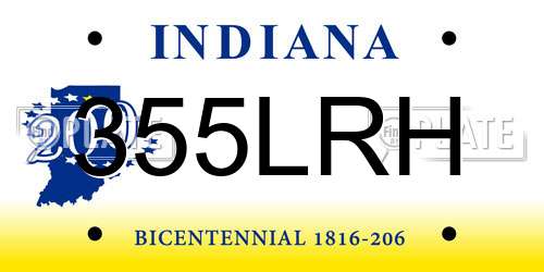 355LRH Indiana License Plate