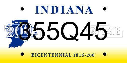 355Q45 Indiana License Plate