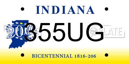 355UG Indiana License Plate