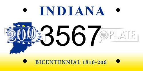 3567 Indiana License Plate