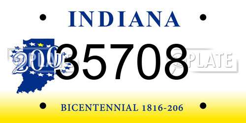 35708 Indiana License Plate