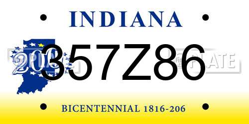 357Z86 Indiana License Plate