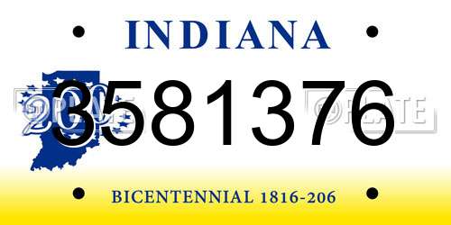 3581376 Indiana License Plate