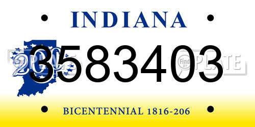 3583403 Indiana License Plate