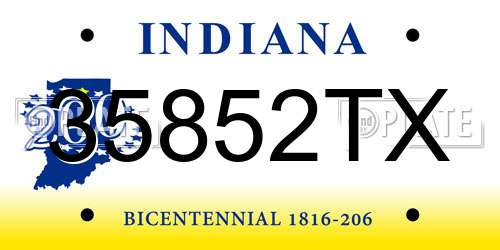 35852TX Indiana License Plate