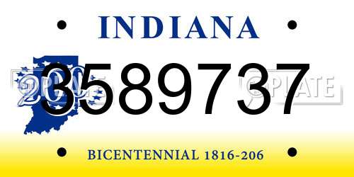 3589737 Indiana License Plate