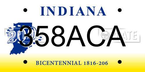 358ACA Indiana License Plate