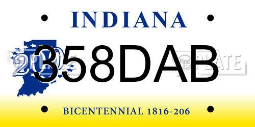 358DAB Indiana License Plate