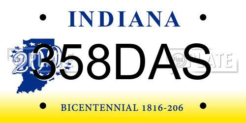 358DAS Indiana License Plate