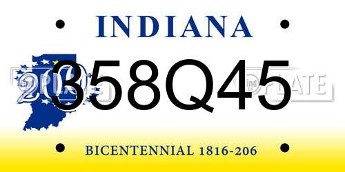 358Q45 Indiana License Plate