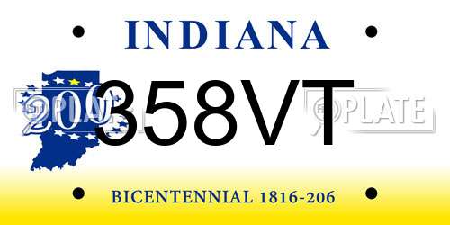 358VT Indiana License Plate