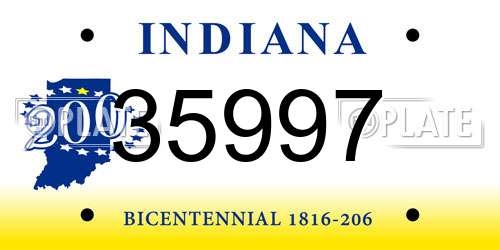 35997 Indiana License Plate
