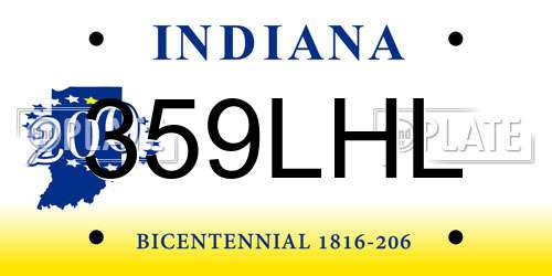 359LHL Indiana License Plate