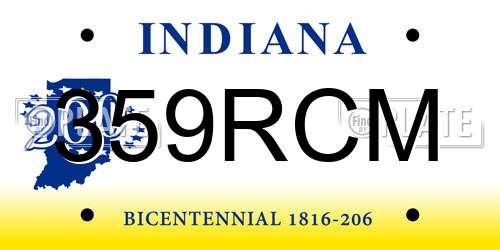 359RCM Indiana License Plate