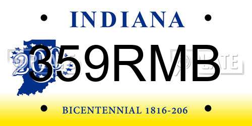 359RMB Indiana License Plate