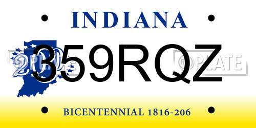 359RQZ Indiana License Plate