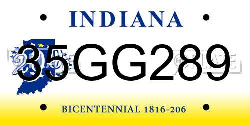35GG289 Indiana License Plate