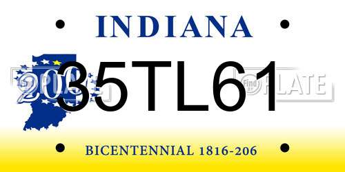 35TL61 Indiana License Plate