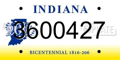 3600427 Indiana License Plate
