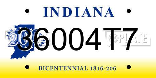 36004T7 Indiana License Plate