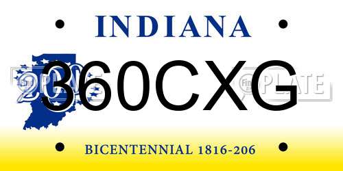 360CXG Indiana License Plate