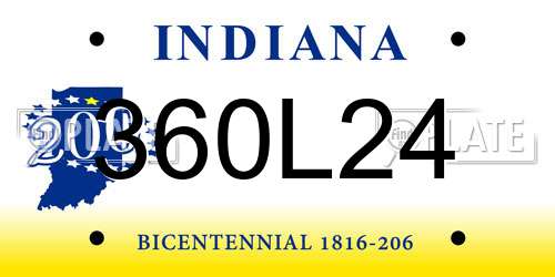 360L24 Indiana License Plate