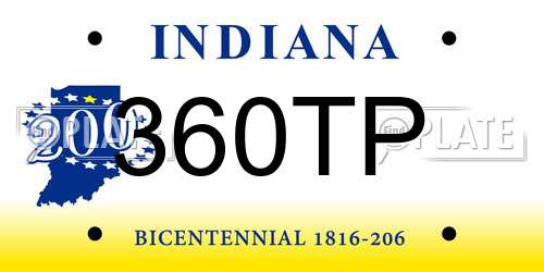 360TP Indiana License Plate