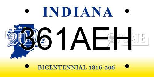 361AEH Indiana License Plate