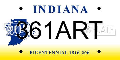 361ART Indiana License Plate