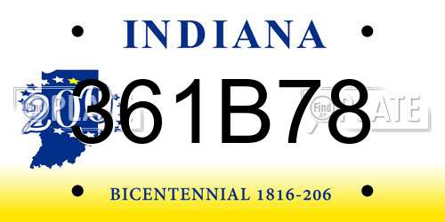 361B78 Indiana License Plate