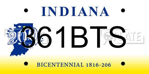 361BTS Indiana License Plate