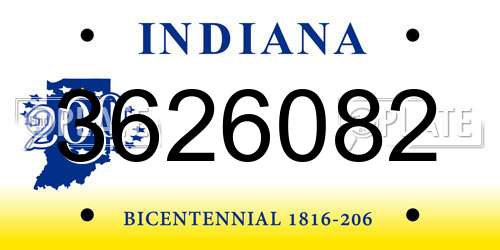 3626082 Indiana License Plate