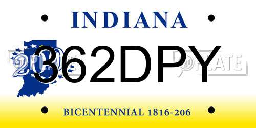 362DPY Indiana License Plate