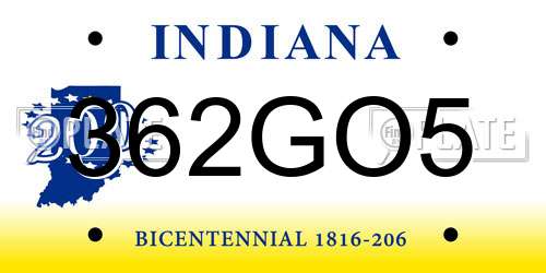 362GO5 Indiana License Plate