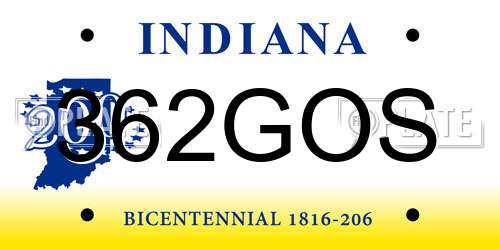 362GOS Indiana License Plate