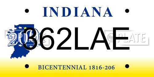 362LAE Indiana License Plate