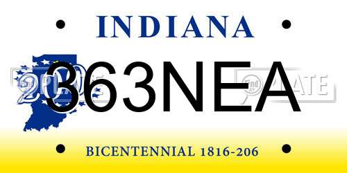 363NEA Indiana License Plate