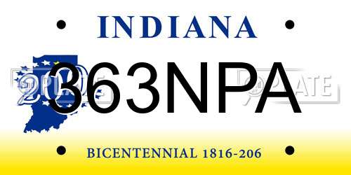 363NPA Indiana License Plate