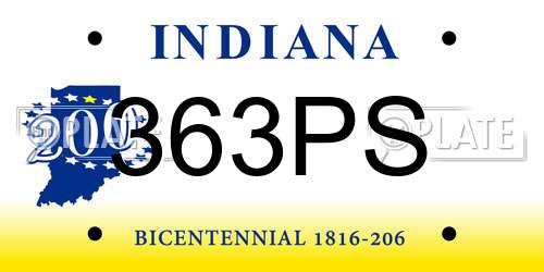 363PS Indiana License Plate