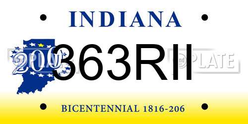 363RII Indiana License Plate