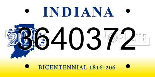 3640372 Indiana License Plate