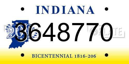 3648770 Indiana License Plate